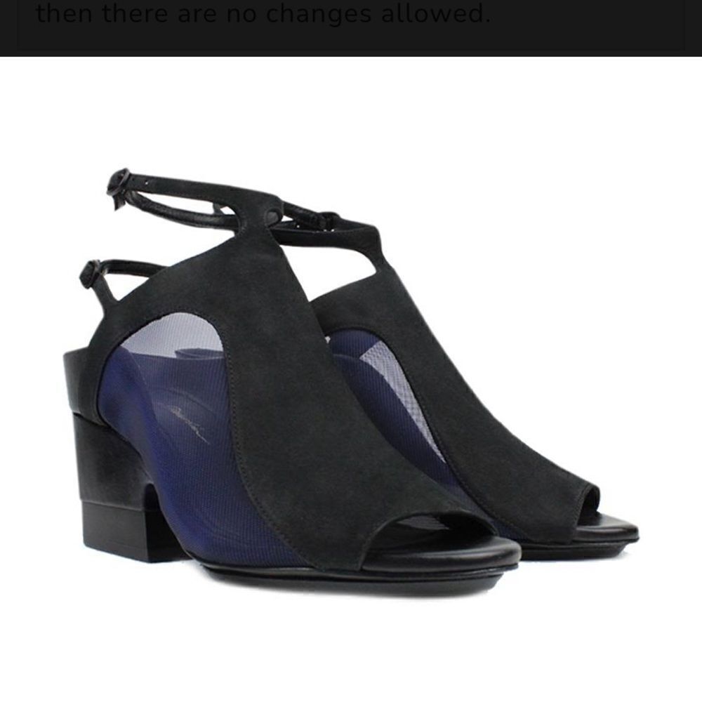 Black 'Aria' Mesh Leather Combo Heel Sandal